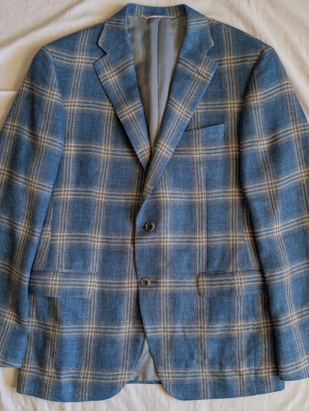 Samuelsohn SB Garner Plaid Luxury Sport Coat Blazer Silk Linen Cotton size 40R